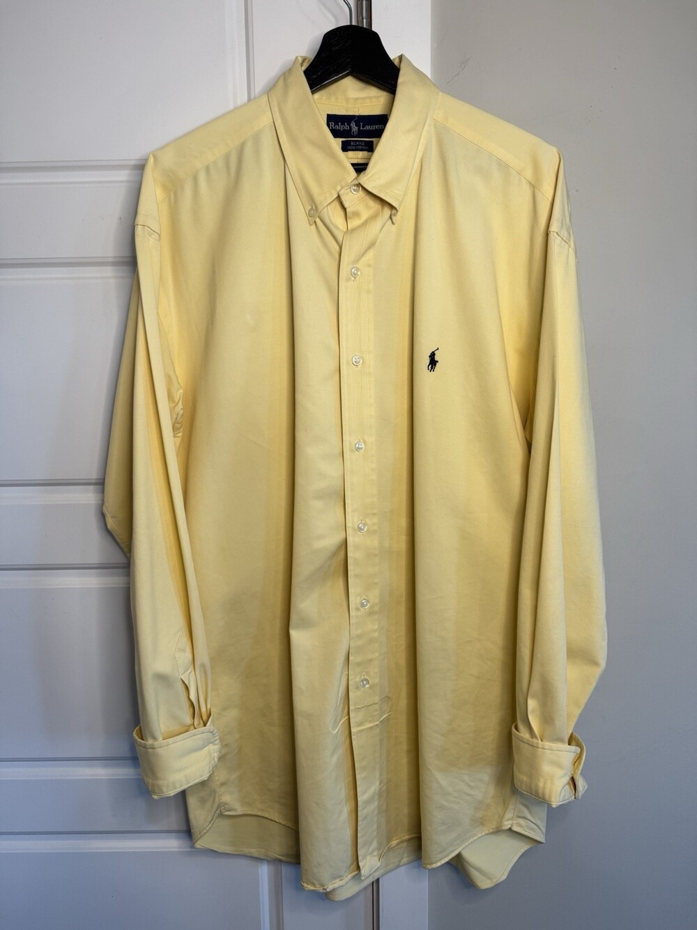 Ralph Lauren Blake Mens Dress Shirt XL 34/35 Yellow Solid Button-Down Cotton